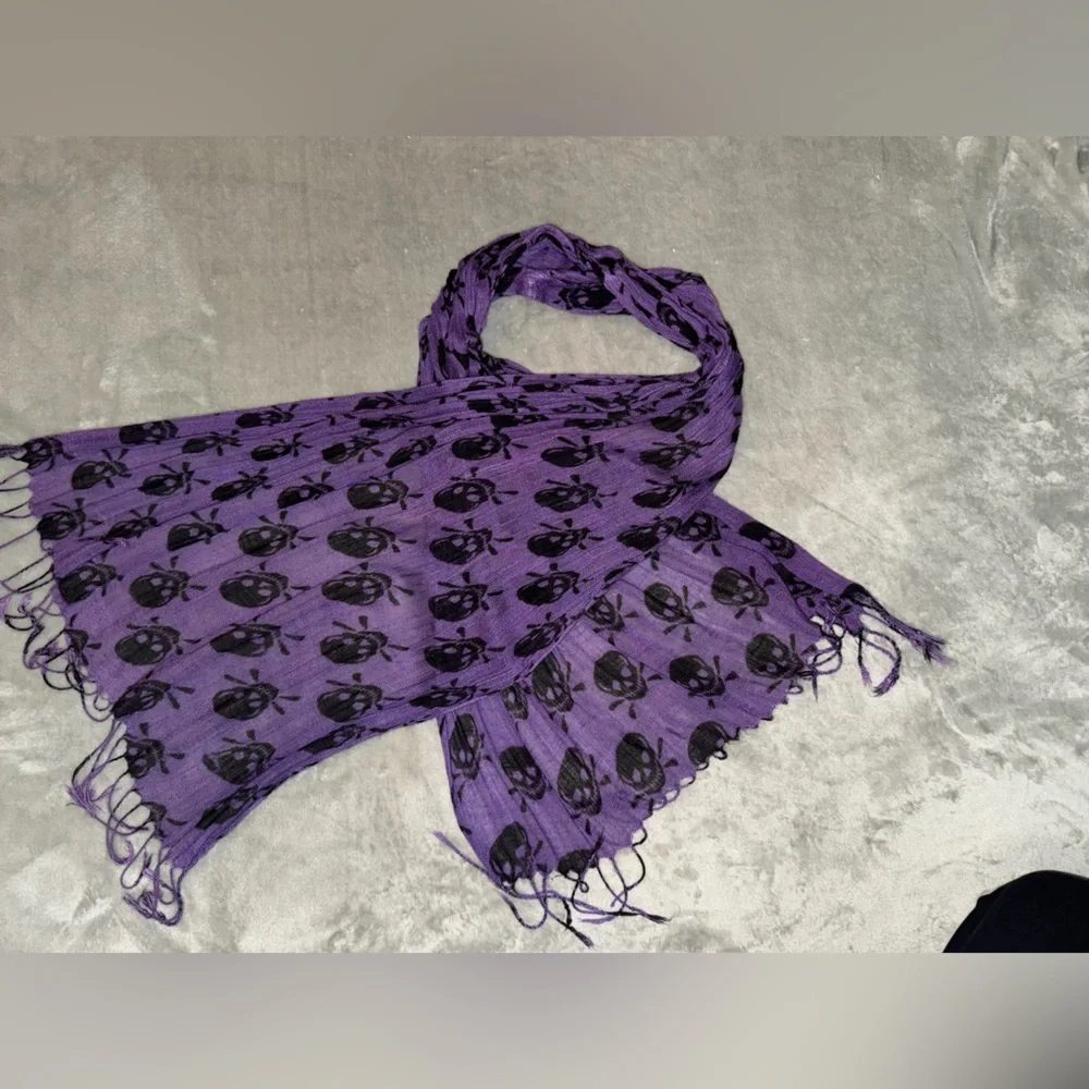 Purple Skull Print Scarf - Picture 2 of 4